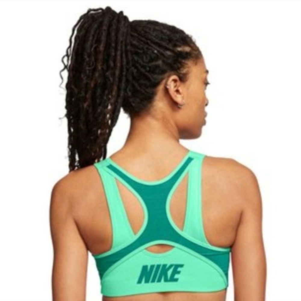 😁Nike Shape High Support Zip Front Closure Sports Bra Green Womens Small